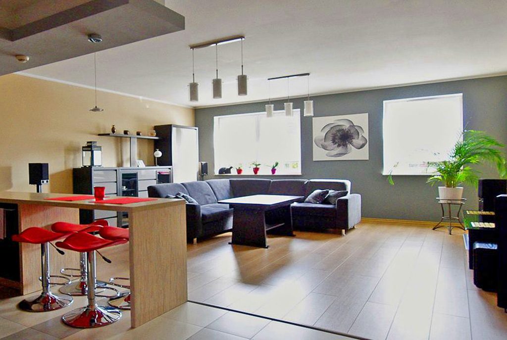 nowoczesny, elitarny salon w ekskluzywnym apartamencie do sprzedaży w okolicach Katowic