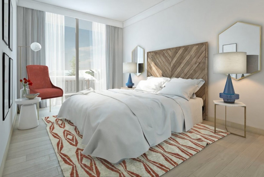 elegancka sypialnia w luksusowym apartamencie na sprzedaż Hiszpania (Fuengirola)