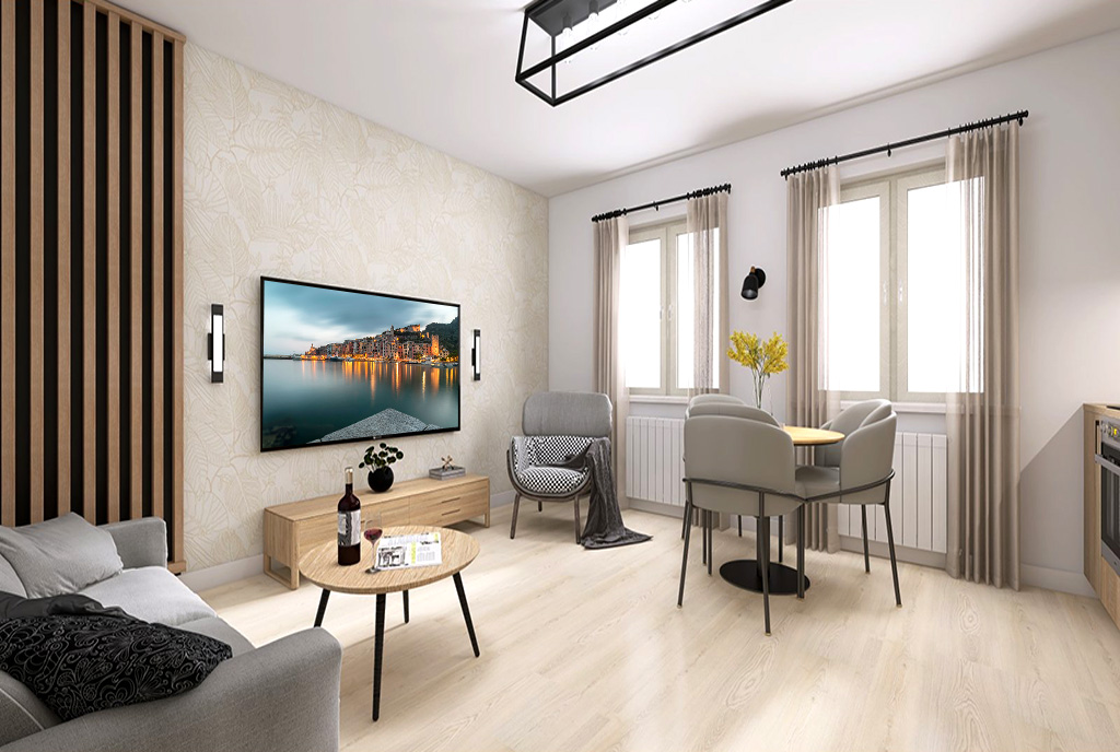 nowoczesny design salonu w ekskluzywnym apartamencie do sprzedaży Elbląg