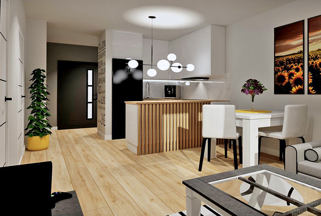 designerski pokój dzienny w ekskluzywnym apartamencie do sprzedaży Częstochowa (okolice)