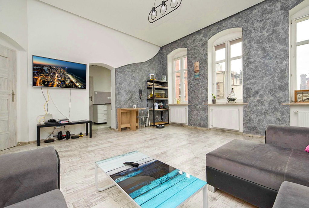 nowoczesny salon w ekskluzywnym apartamencie do sprzedaży Katowice (okolice)