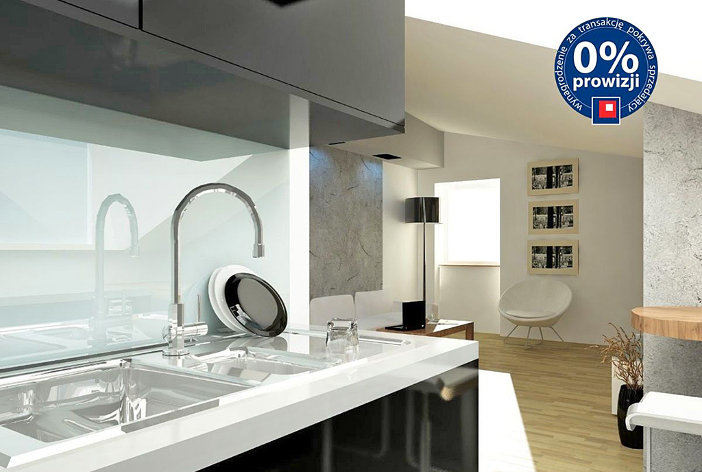 widok od strony kuchni i jadalni na luksusowe wnętrze ekskluzywnego apartamentu w Krakowie na sprzedaż