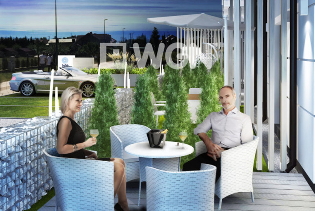 komfortowy taras przy ekskluzywnym apartamencie nad morzem na sprzedaż