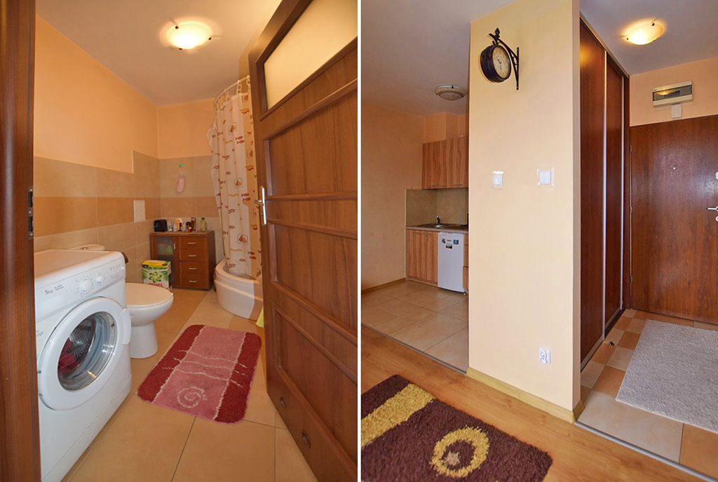 po lewej łazienka, po prawej przedpokój w luksusowym apartamencie w Białymstoku na sprzedaż