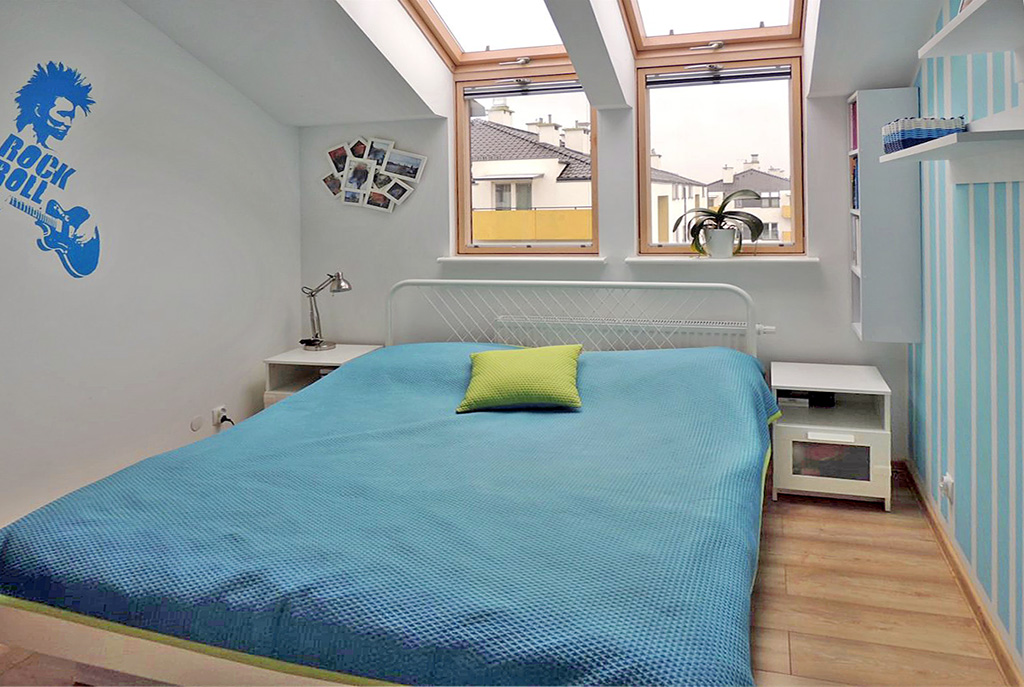na zdjęciu słoneczna sypialnia w luksusowym apartamencie w Szczecinie na sprzedaż