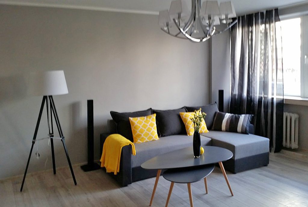 nowoczesny salon w ekskluzywnym apartamencie do wynajęcia w Katowicach