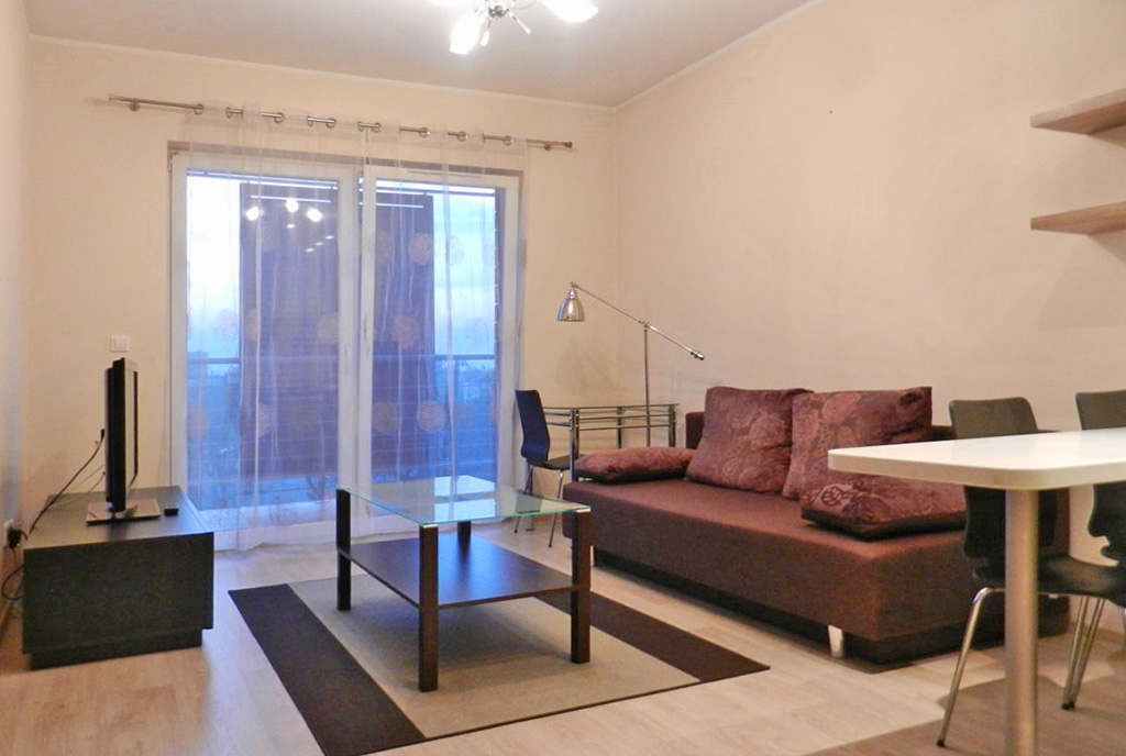 widok na salon w ekskluzywnym apartamencie do wynajmu w Katowicach