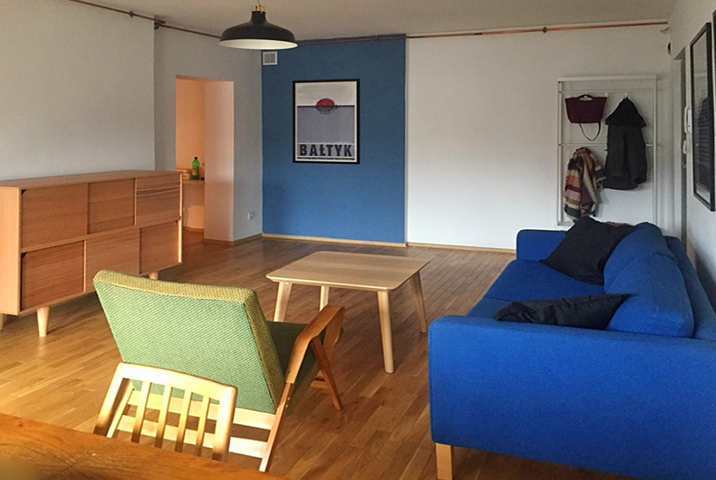 widok na salon w luksusowym apartamencie do wynajmu w Katowicach