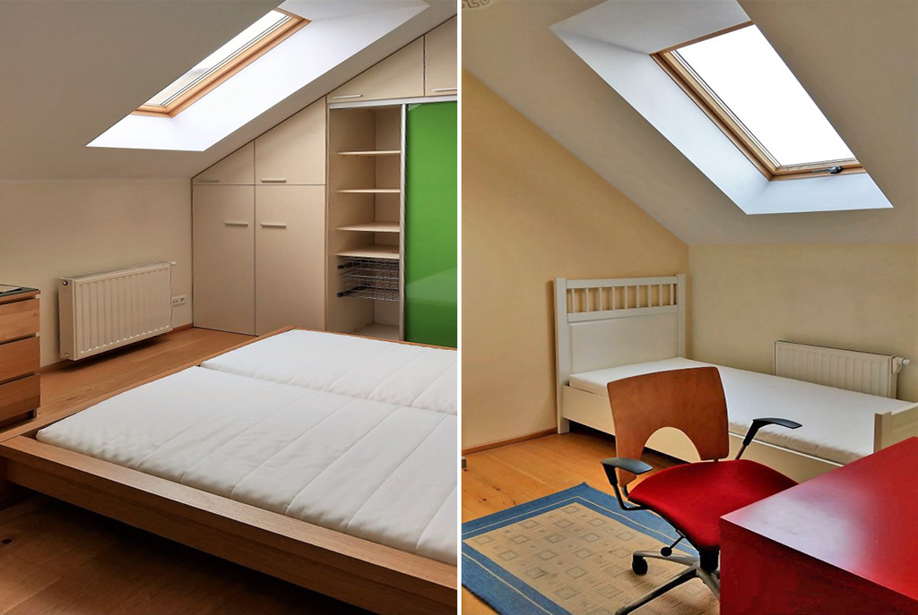 po lewej sypialnia, po prawej pokój dziecka w luksusowym apartamencie w Krakowie na wynajem