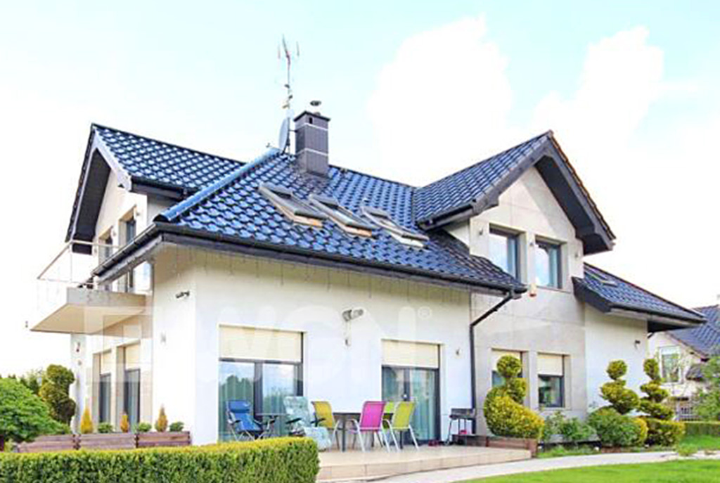 widok od strony tarasu na luksusową willę do sprzedaży w Szczecinie