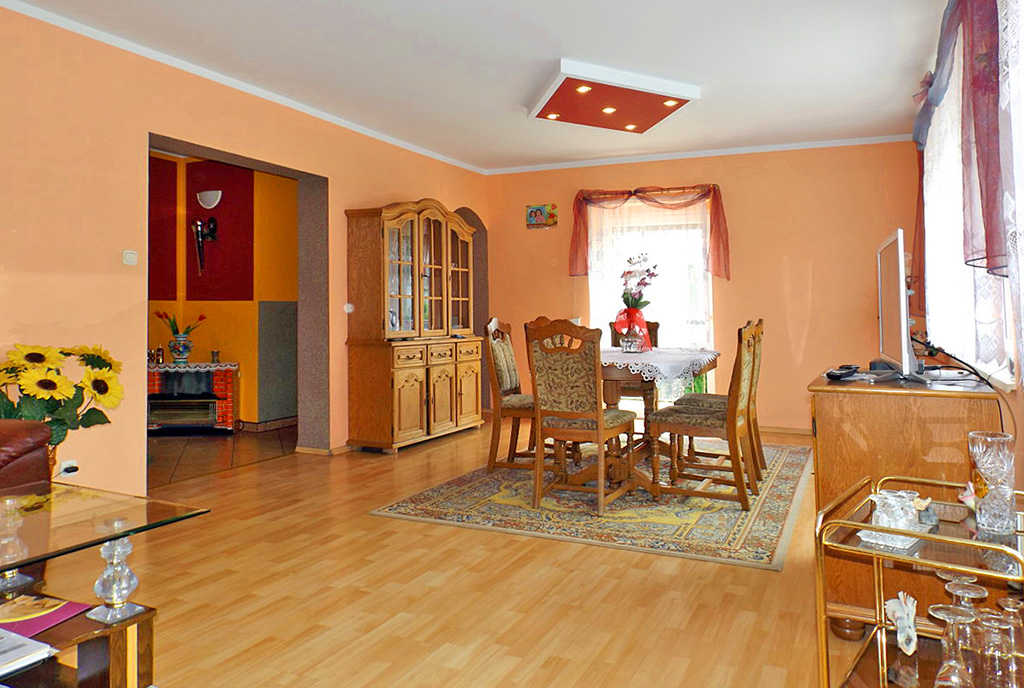 stylowo wykończony salon w ekskluzywnej willi do sprzedaży w okolicach Gorzowa Wielkopolskiego