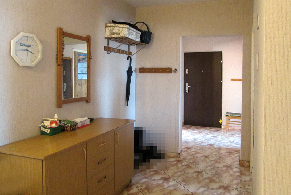 zdjęcie prezentuje przestronny przedpokój w luksusowym apartamencie w Kaliszu na sprzedaż