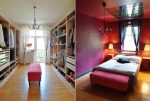 po lewej garderoba, po prawej sypialnia w luksusowym apartamencie w Katowicach na sprzedaż