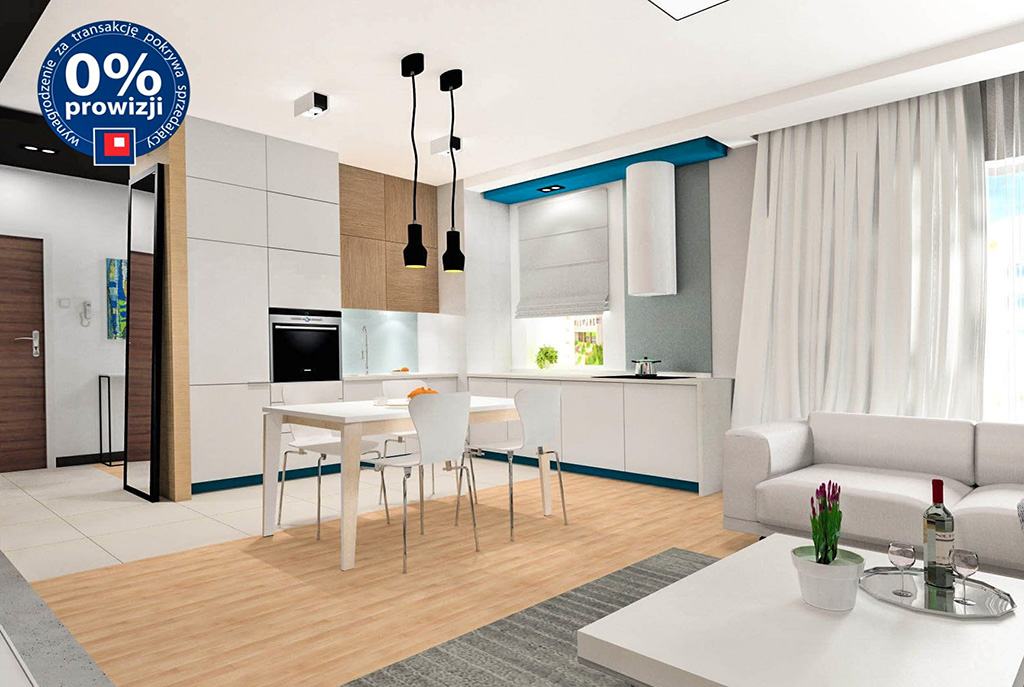 wizualizacja wnętrza w nowoczesnym designie ekskluzywnego apartamentu do sprzedaży w Krakowie