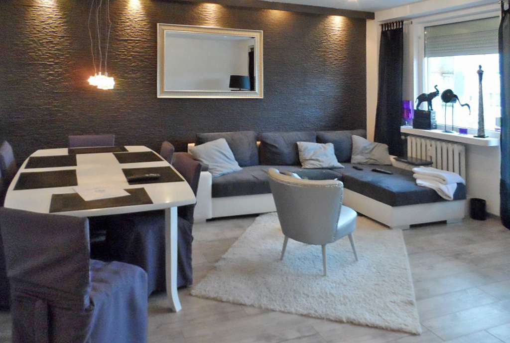 nowoczesny salon w ekskluzywnym apartamencie do sprzedaży w Piotrkowie Trybunalskim