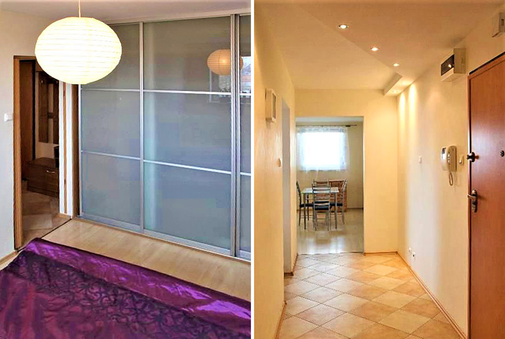po lewej sypialnia, po prawej przedpokój w luksusowym apartamencie w Szczecinie na sprzedaż