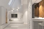 wizualizacja nowocześnie urządzonego salonu w ekskluzywnym apartamencie do sprzedaży w Szczecinie