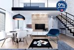 nowoczesne, dizajnerskie wnętrze salonu w ekskluzywnym apartamencie do sprzedaży w Szczecinie