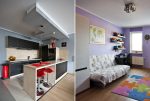po lewej kuchnia, po prawej pokój dziecięcy w ekskluzywnym apartamencie do sprzedaży w okolicach Katowic