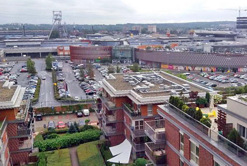 widok z okien na okolicę, jaki roztacza się z luksusowego apartamentu w Katowicach na wynajem