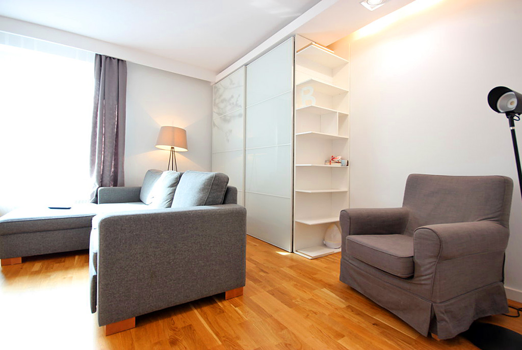 nowoczesny salon w ekskluzywnym apartamencie do sprzedaży w Szczecinie