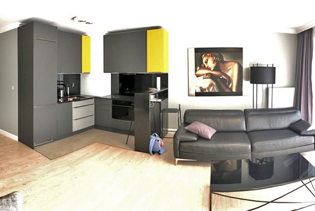 nowoczesny styl salonu w ekskluzywnym apartamencie do wynajęcia w Szczecinie