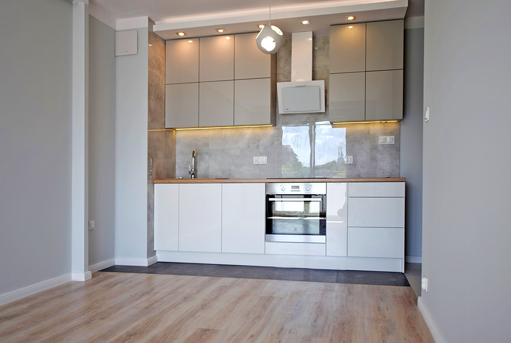 widok na stylową kuchnię w luksusowym apartamencie do sprzedaży w Białymstoku