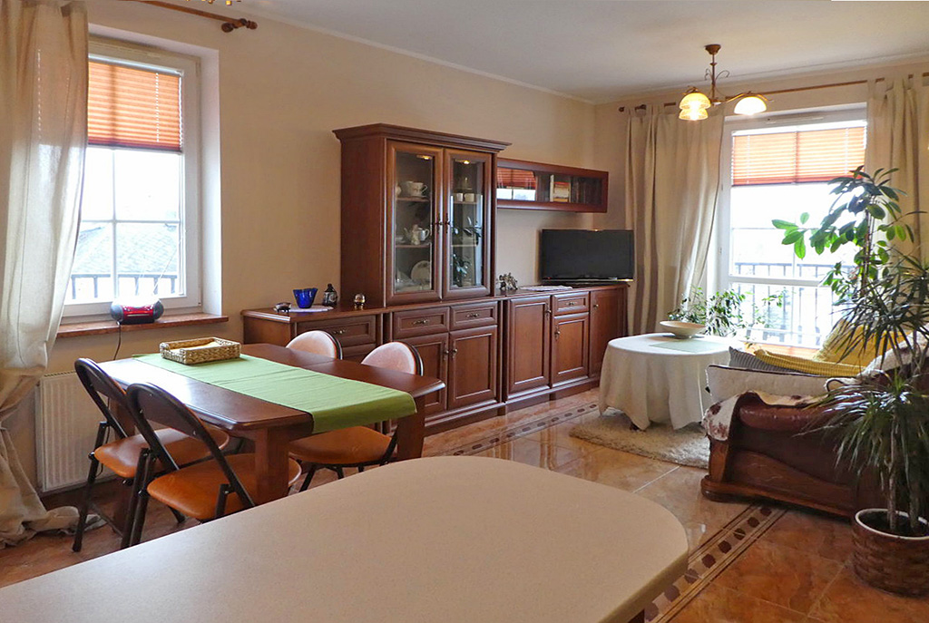 stylowy salon w ekskluzywnym apartamencie do sprzedaży na Mazurach
