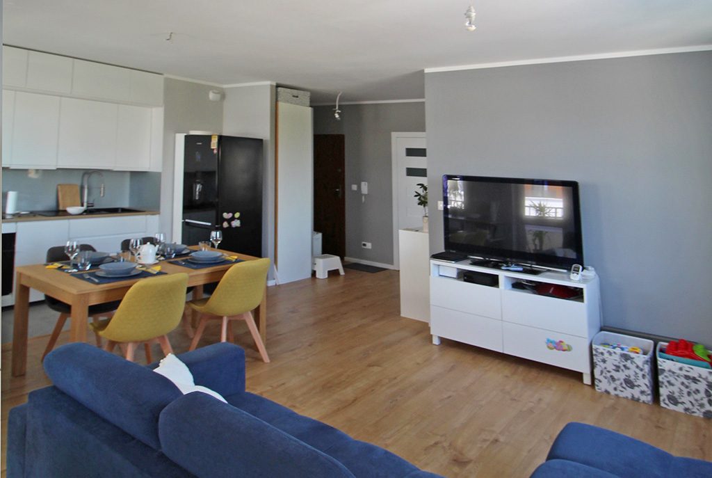 nowoczesny salon w ekskluzywnym apartamencie do sprzedaży w Krakowie