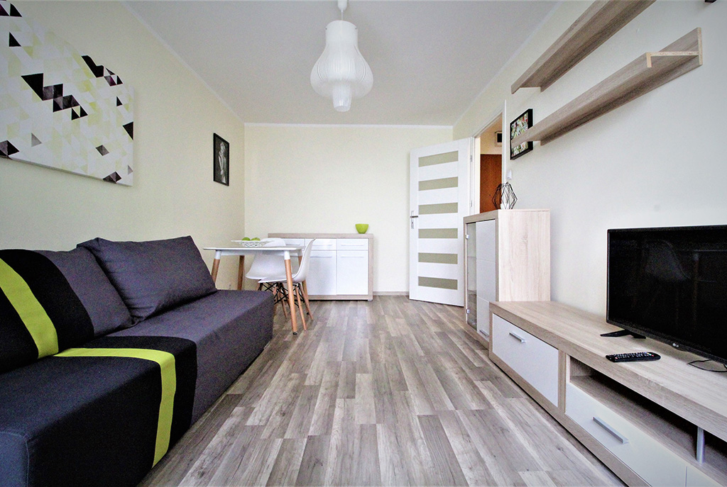 nowoczesny salon w ekskluzywnym apartamencie do wynajęcia w Krakowie