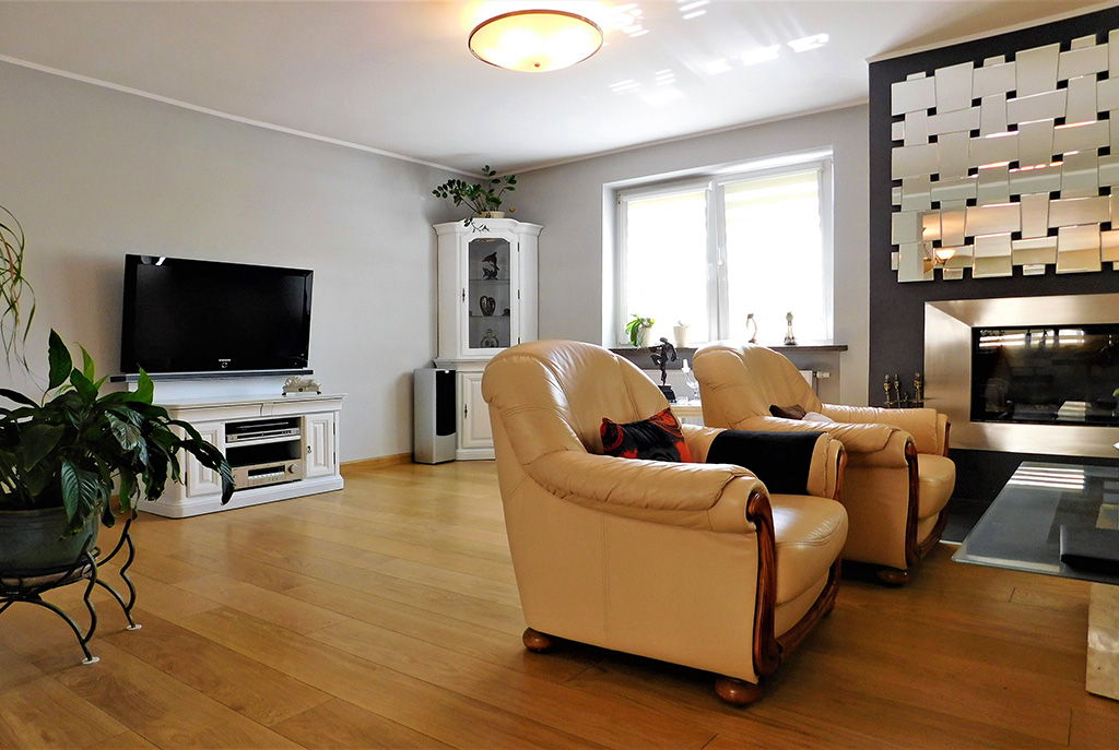 wytworny, stylowy salon w ekskluzywnej willi do sprzedaży w okolicach Wrocławia