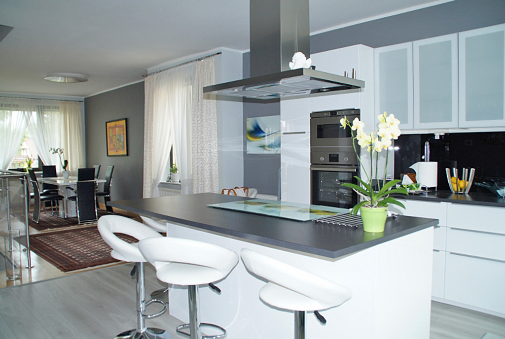 nowoczesna kuchnia w luksusowej willi w Słupsku na wynajem