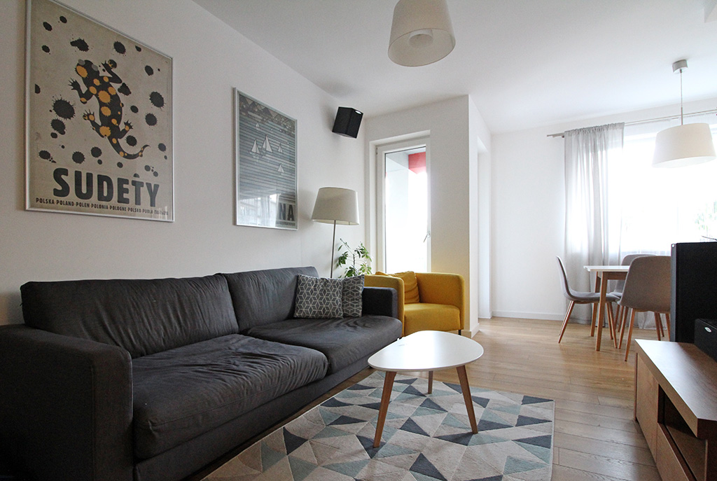 nowoczesny salon w ekskluzywnym apartamencie do sprzedaży w Krakowie
