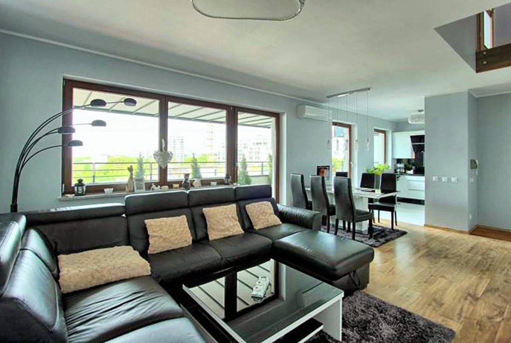 nowoczesny salon w ekskluzywnym apartamencie do wynajęcia w Szczecinie