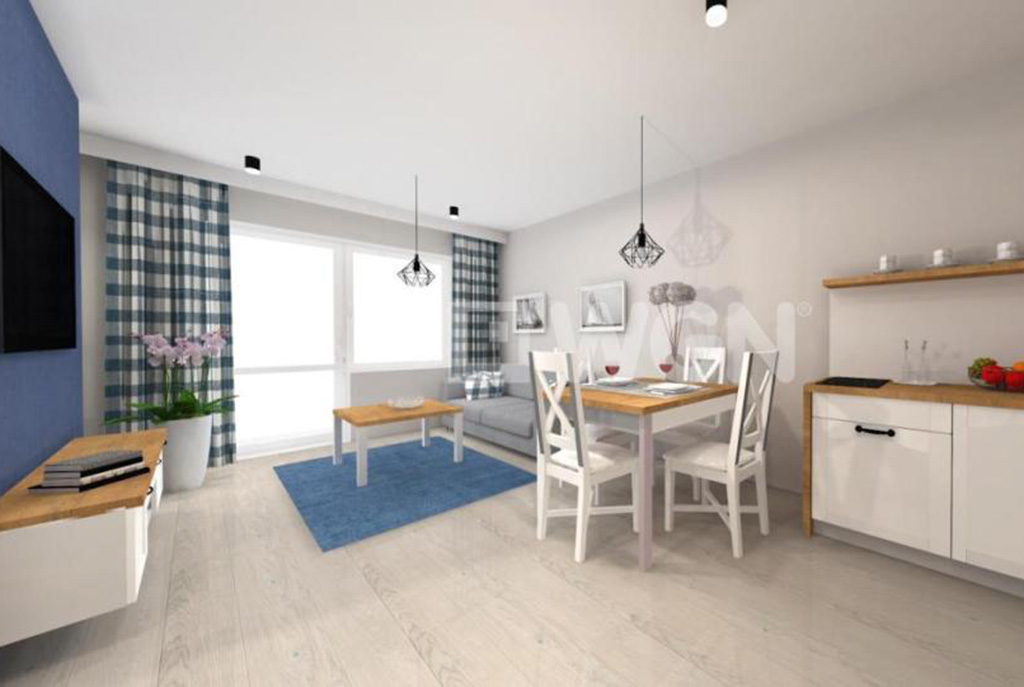 widok na kuchnię w luksusowym apartamencie do sprzedaży nad morzem