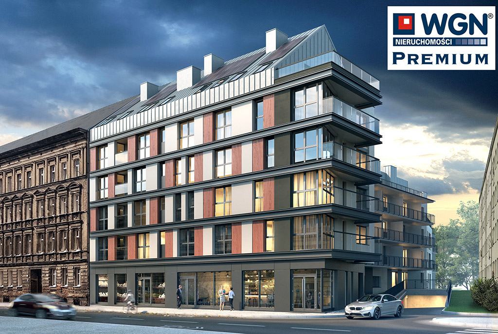 widok z ulicy na apartamentowiec w Szczecinie, gdzie mieści się ekskluzywny apartament na sprzedaż