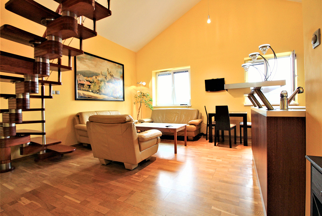 fragment salonu w luksusowym apartamencie do wynajmu w Krakowie