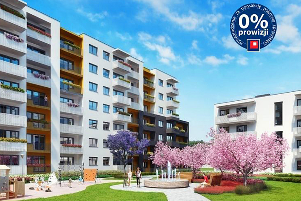 widok na osiedle w Krakowie, gdzie mieści się oferowany na sprzedaż ekskluzywny apartament