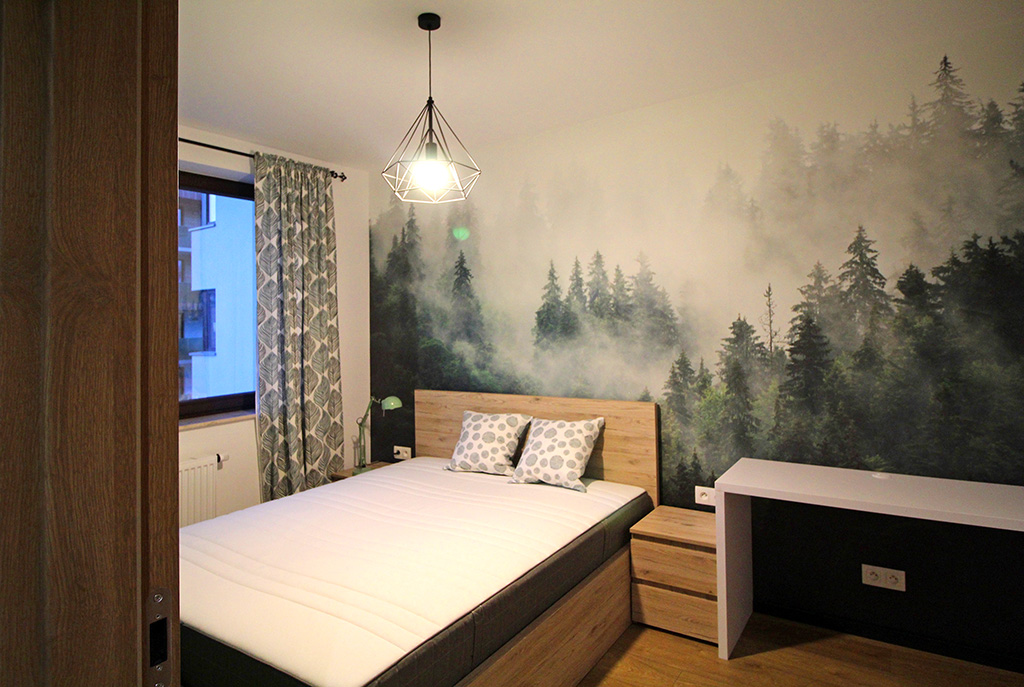 prywatna, elegancka sypialnia w luksusowym apartamencie w Krakowie na wynajem