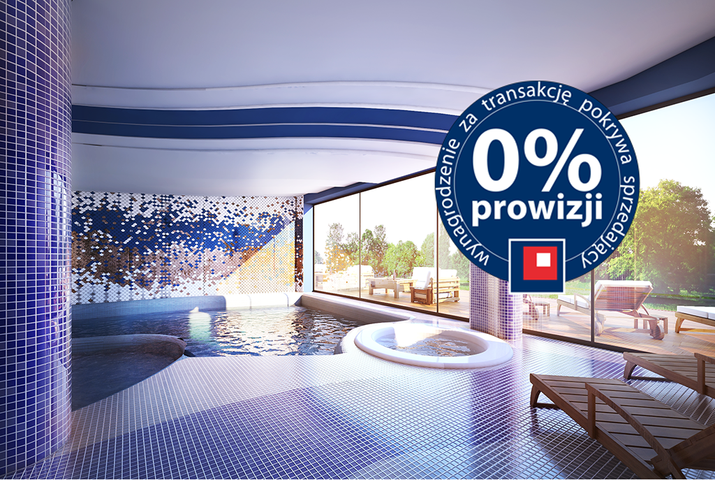 komfortowy basen w apartamentowcu nad morzem, w którym znajduje się oferowany na sprzedaży ekskluzywny apartament