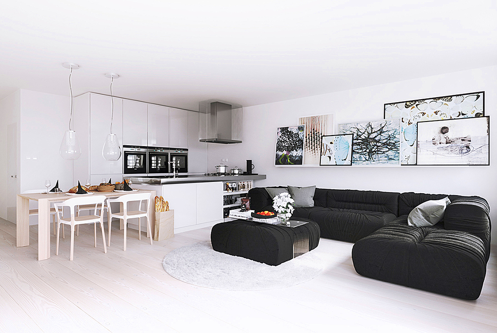 zaprojektowane w nowoczesnym designie wnętrze ekskluzywnego apartamentu do sprzedaży Kraków (okolice)