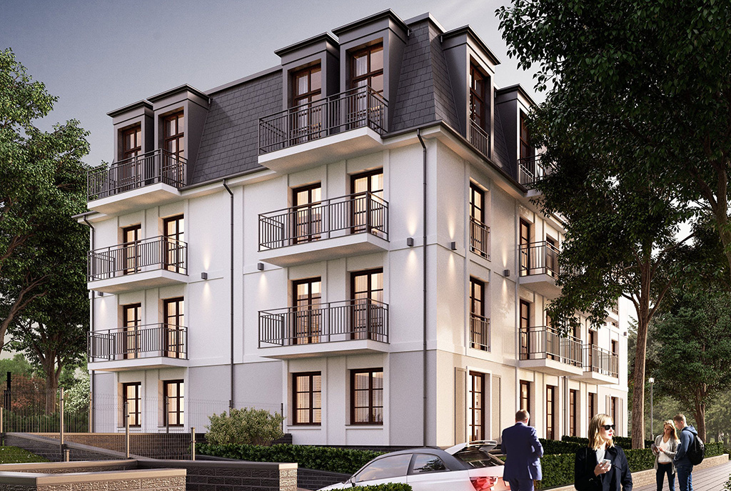 widok na apartamentowiec w Świnoujściu, w którym znajduje się oferowany na sprzedaż ekskluzywny apartament