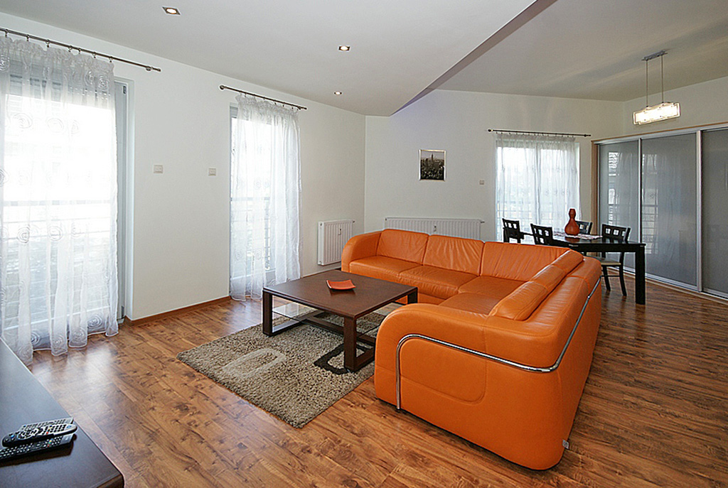 fragment salonu z innej perspektywy w ekskluzywnym apartamencie do wynajmu Katowice