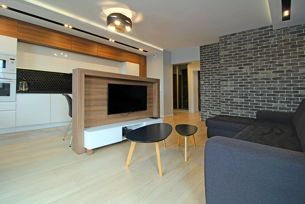 nowoczesny salon w luksusowym apartamencie do wynajęcia Kraków