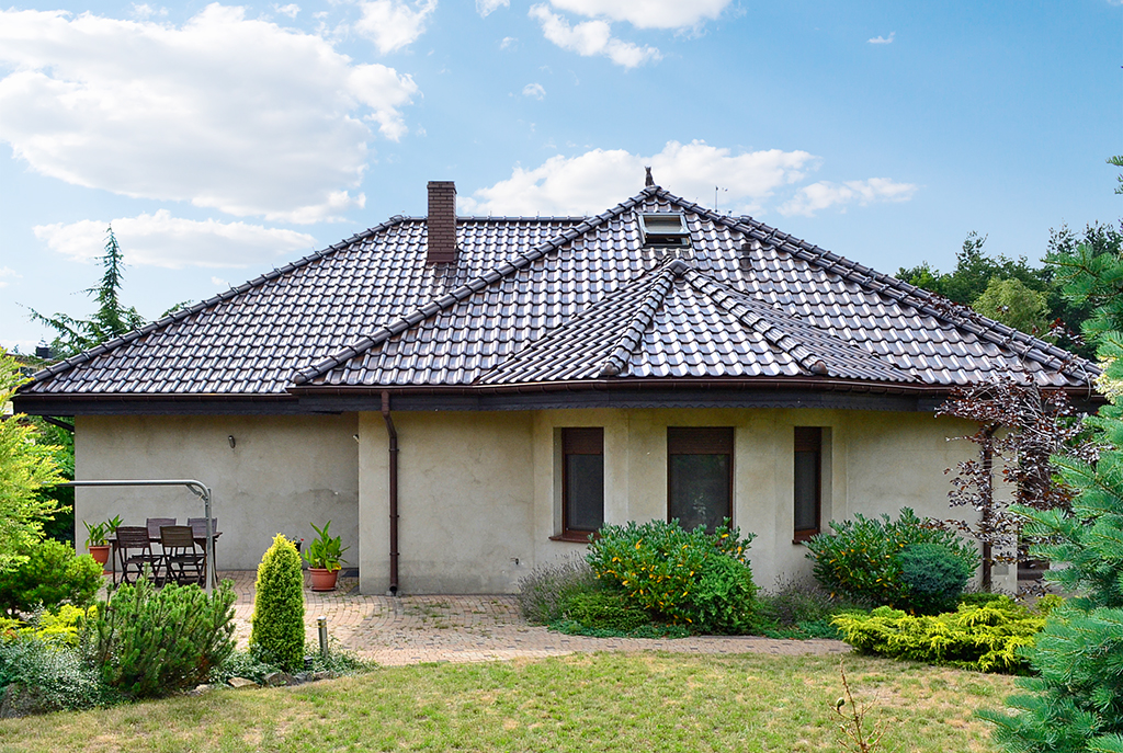 widok od strony ogrodu na ekskluzywną willę Leszno (okolice) na sprzedaż