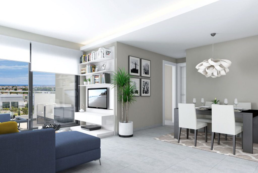 zaprojektowane w nowoczesnym designie wnętrze luksusowego apartamentu do sprzedaży Hiszpania (Costa Blanca, Orihuela Costa)