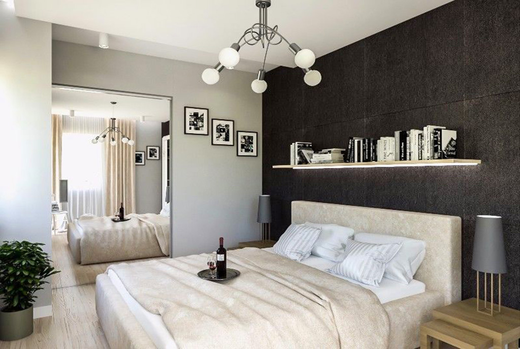 widok na elegancką, prywatną sypialnię w luksusowym apartamencie na sprzedaż Kraków