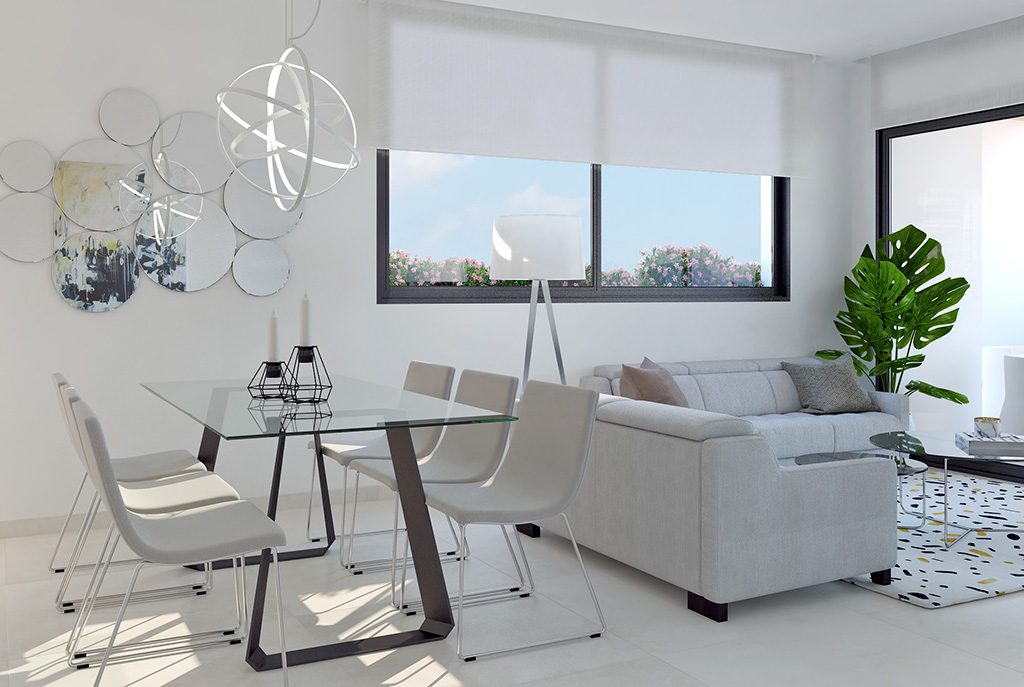 nowoczesny salon w ekskluzywnym apartamencie do sprzedaży Hiszpania (Costa Blanca, Urb. Las Lomas)