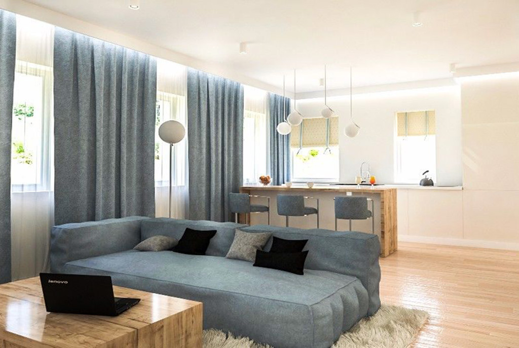 nowoczesne wnętrze salonu w ekskluzywnym apartamencie do sprzedaży Kraków