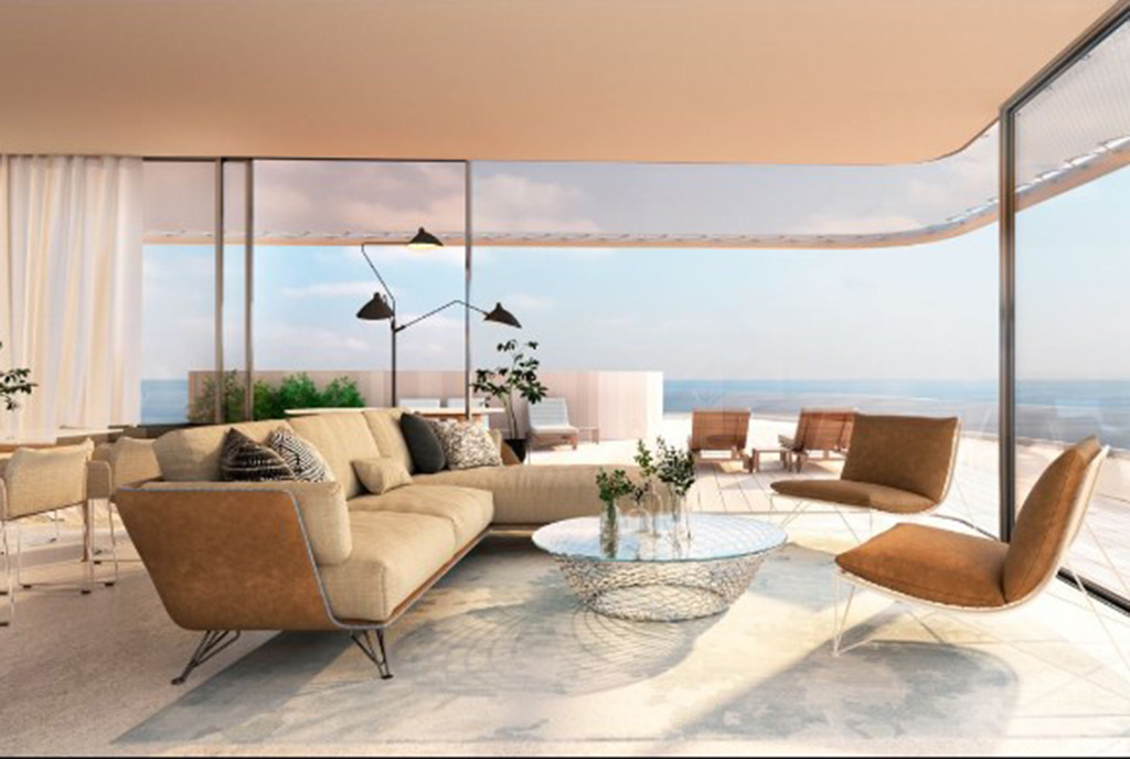widok na komfortowy salon w luksusowym apartamencie do sprzedaży Hiszpania (Estepona, Malaga)